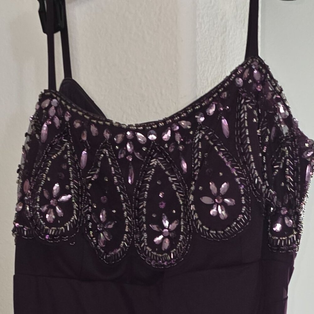 Luxury Purple Beaded Evening Gown – Size 22W , Elegant Formal Dress